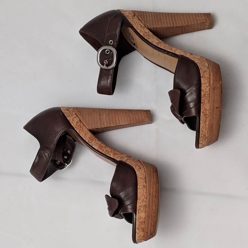 Brown leather heel